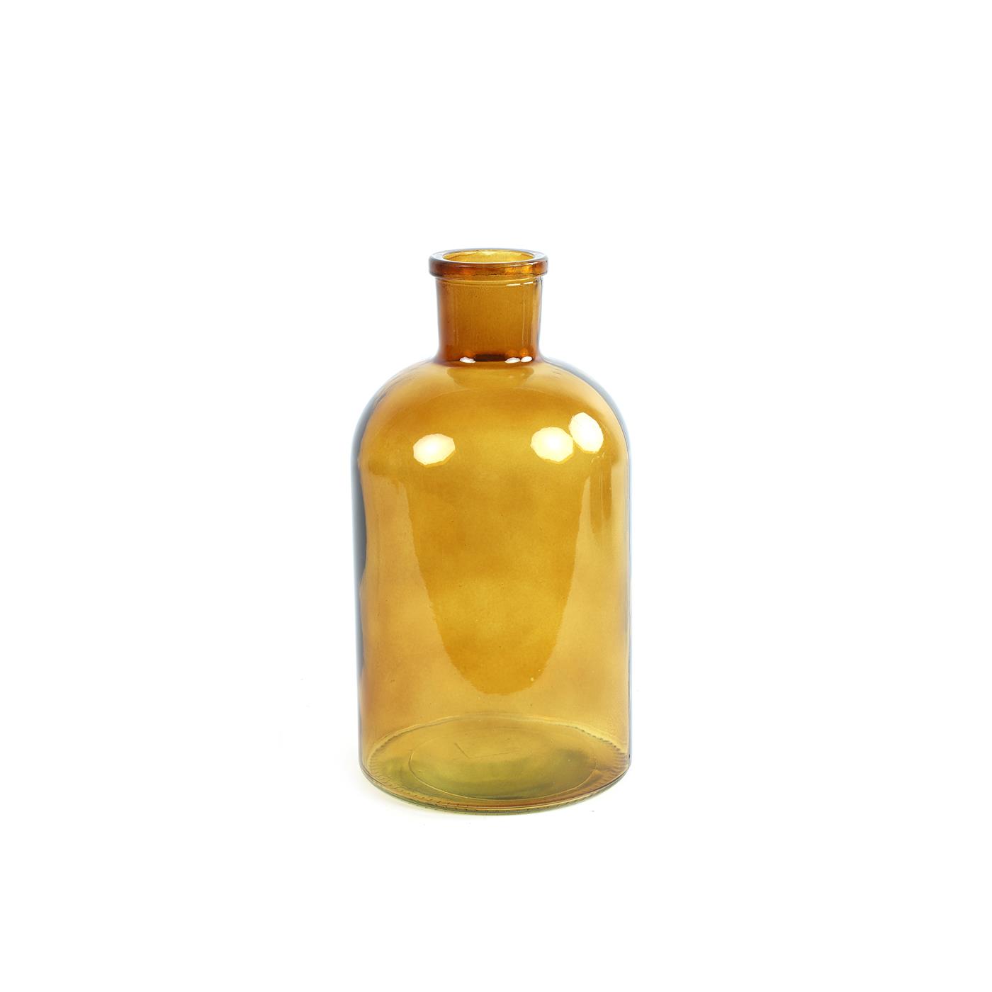 Countryfield Vaas Goudgeel Glas Apotheker Fles Vorm D14 X H27 Cm Vazen