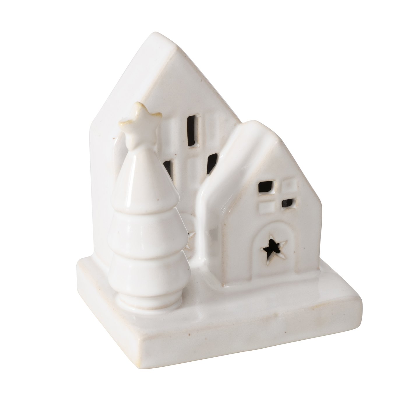 Deco Huisje Cristo Steen Met LED H10cm Wit (excl. 3x LR44 Btterij)