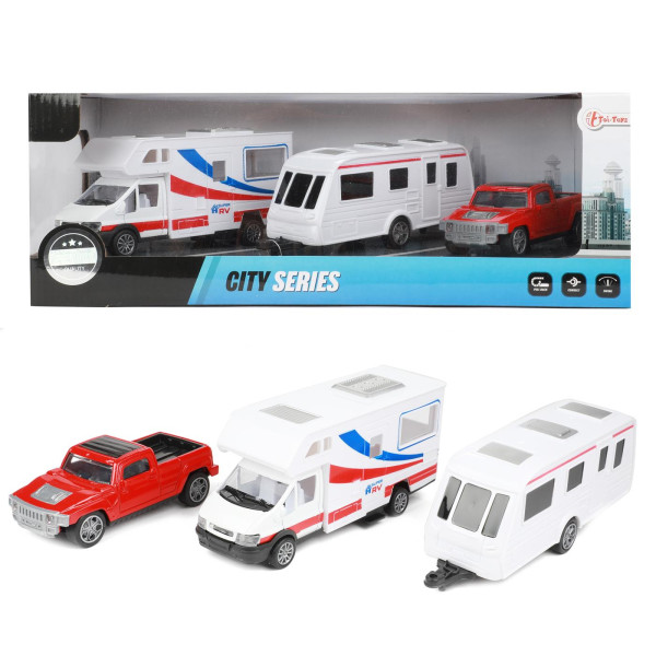 Toi Toys Set Camper, Caravan en Pick-up