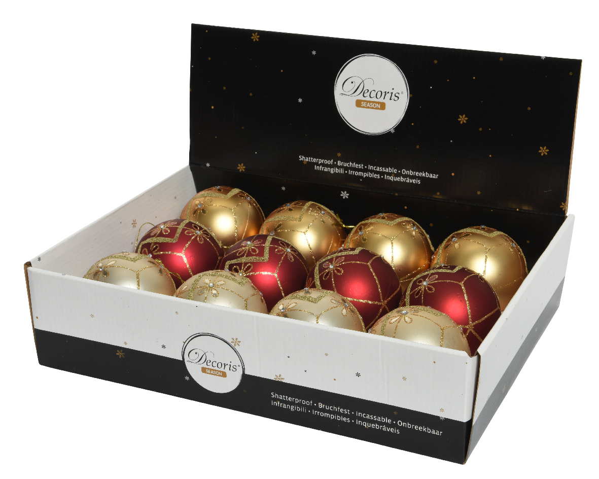 Decoris Kerstballen Kunststof ?8cm Doos A 12 Stuks Mat Finish In Pearl Licht