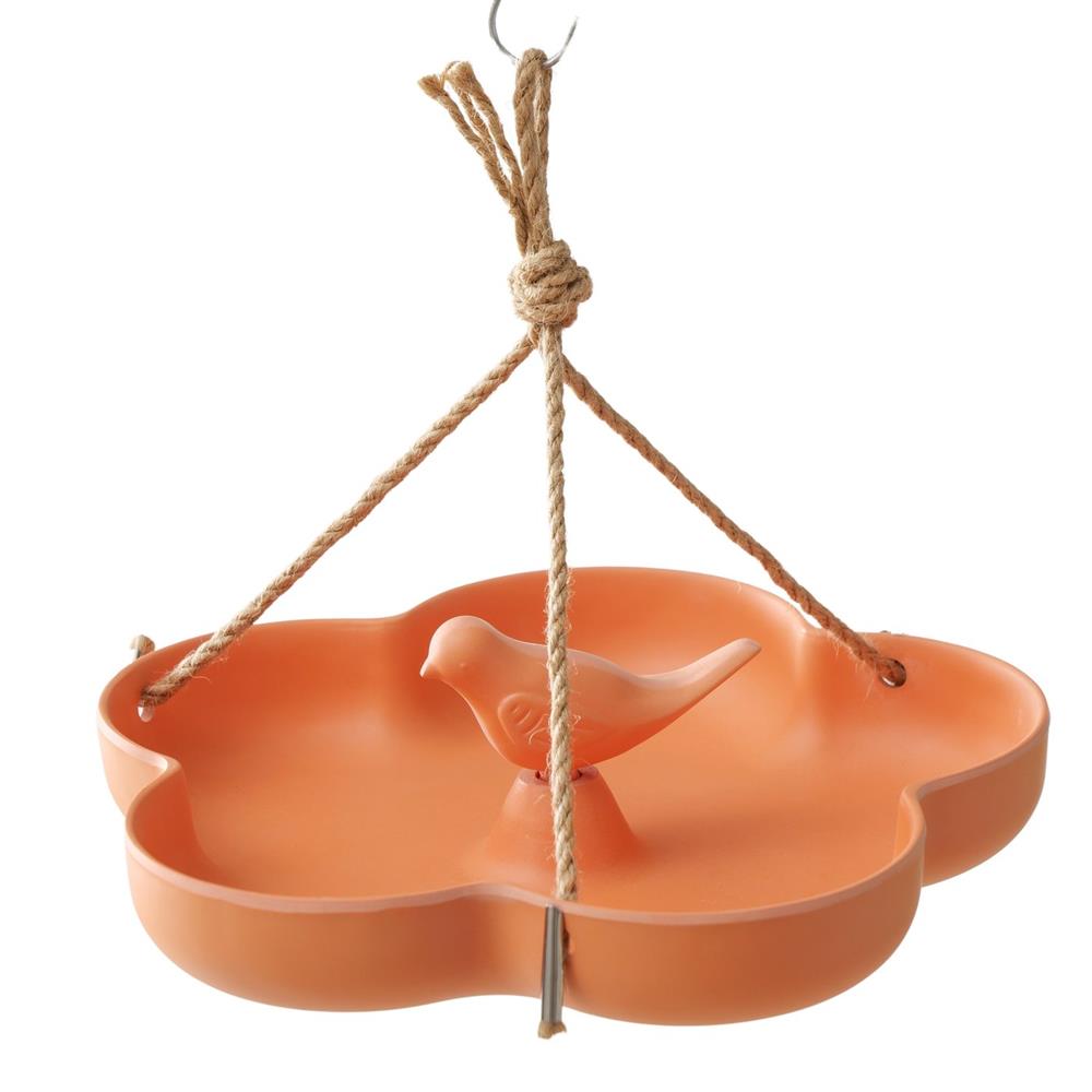 Boltze Home Vogeldrinkbad Giardino Dia23x7cm Bamboe, Polyresin En Jute Oranje