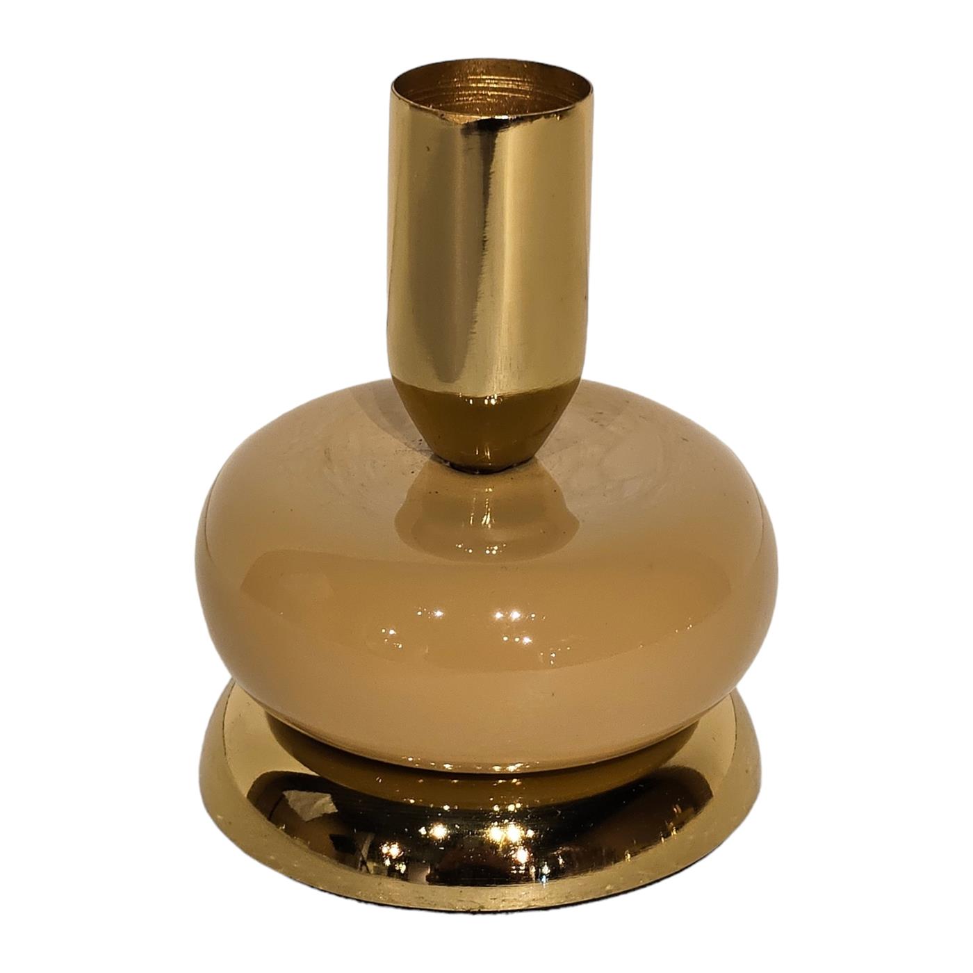 Mansion Atmosphere Kandelaar Goud/beige Emaille 7x7x8,5cm