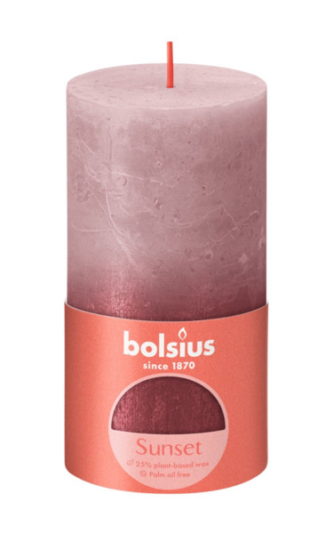 Bolsius Rustiek kaars 130/68 Rose/Red