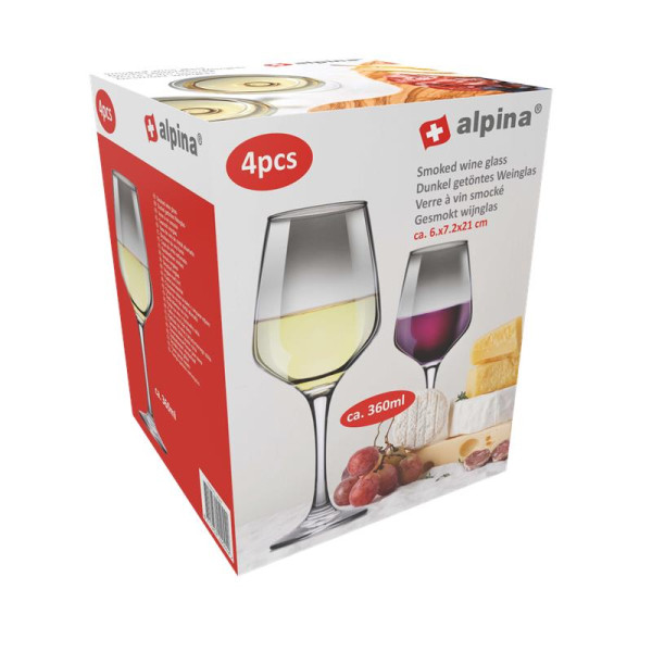 Alpina Wijnglas Smoke kleur 360ml 4stuks