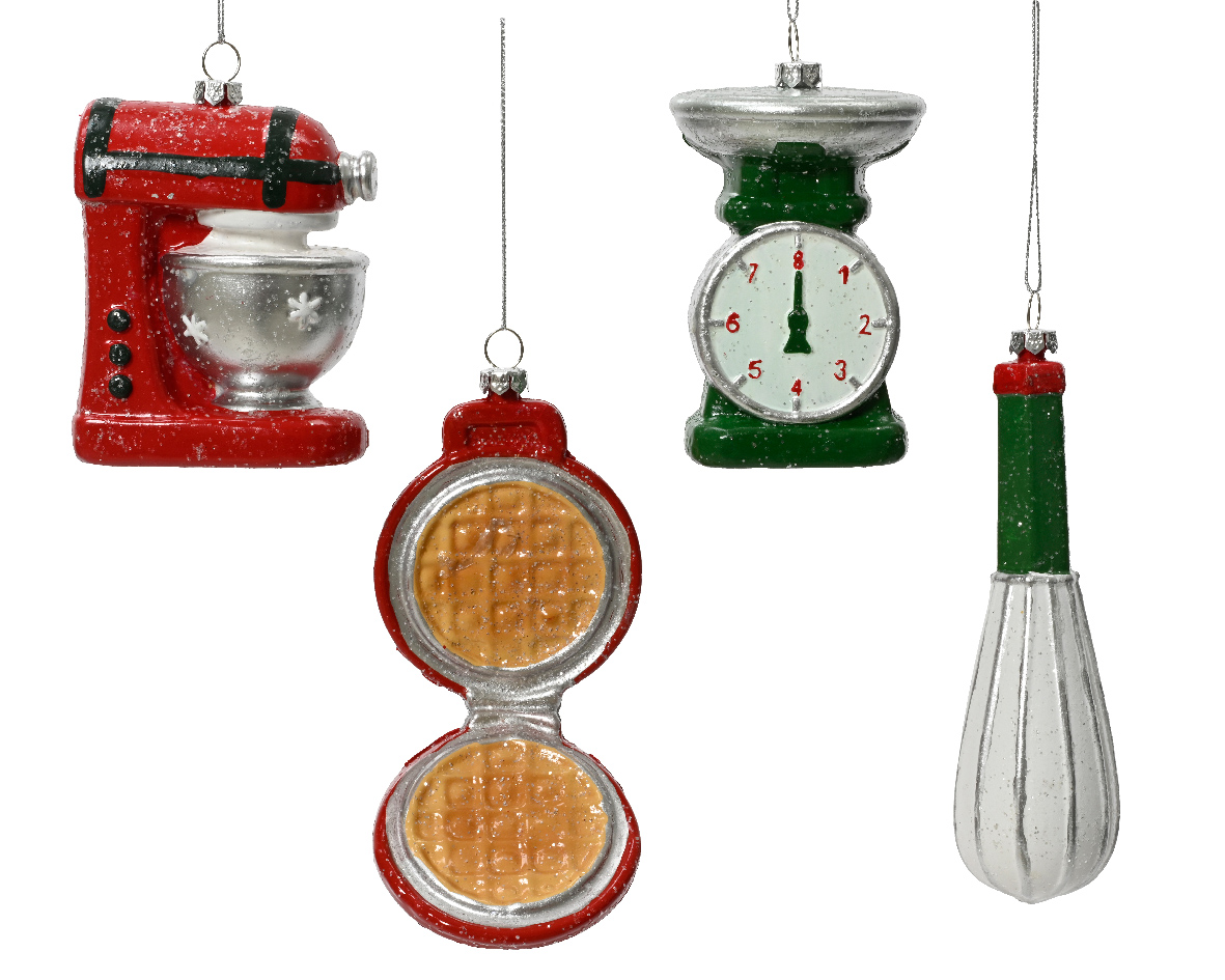 Decoris Kersthanger Kunststof Keukenhulpjes Mixer, Weegschaal, Wafelmaker Of