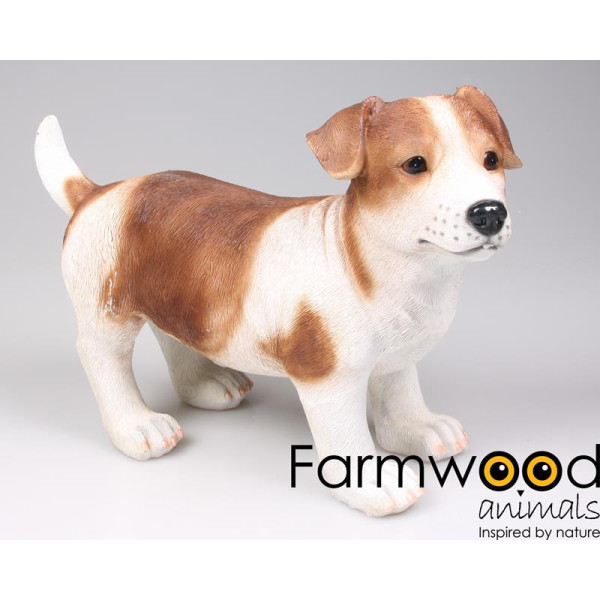 Tuinbeeld Hond Jack Russel bruin 39cm