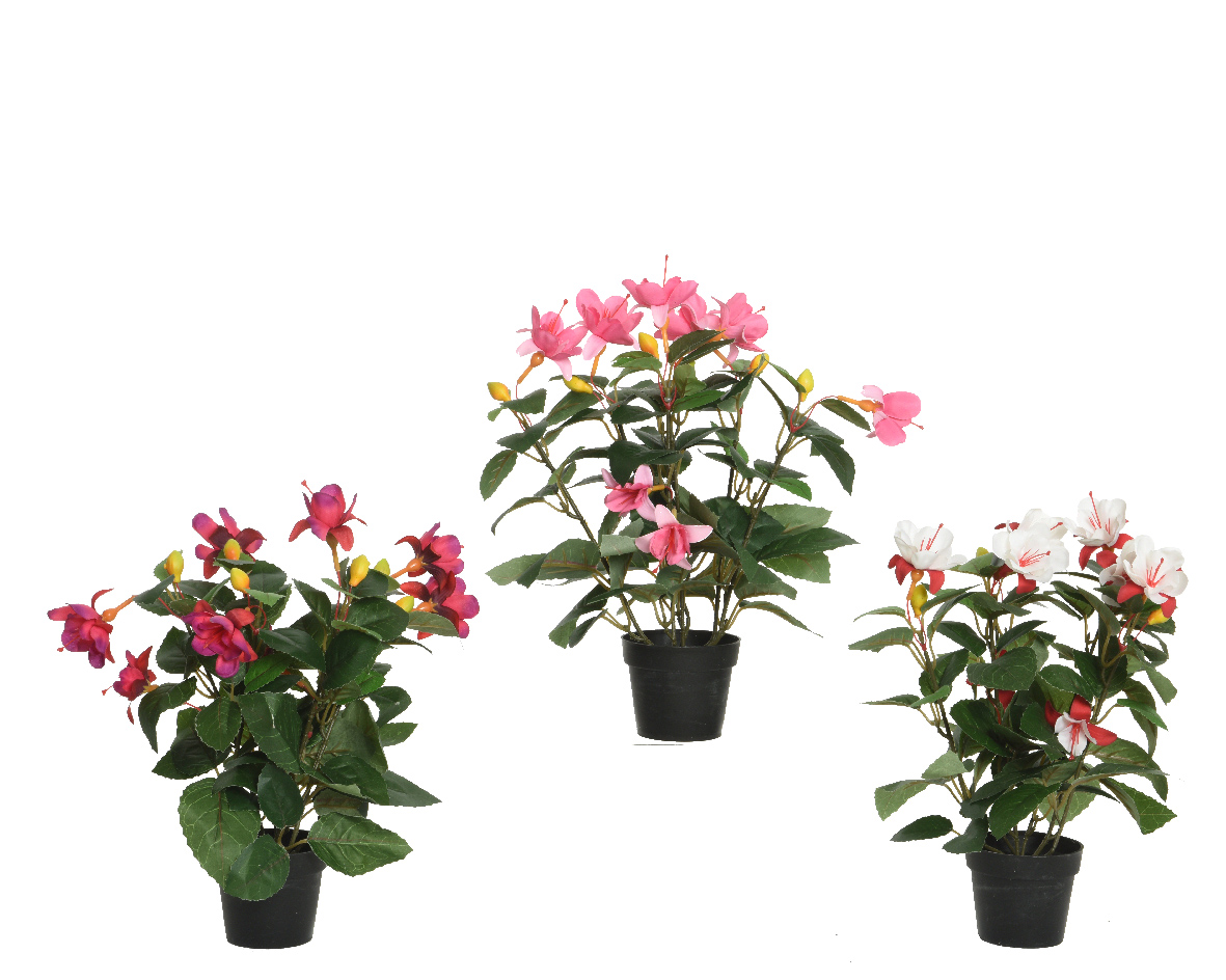 Decoris Kunststof Plant Fuchsia In Kunststof Pot Zwart L30-B30-H30cm