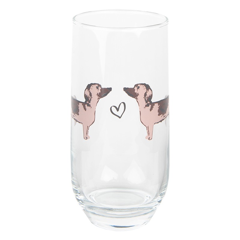 Clayre & Eef Waterglas 380 Ml Honden Drinkbeker Drinkglas Transparant Drinkbeker Drinkglas