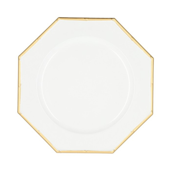 Onderbord Hexagon dia33cm wit/goud