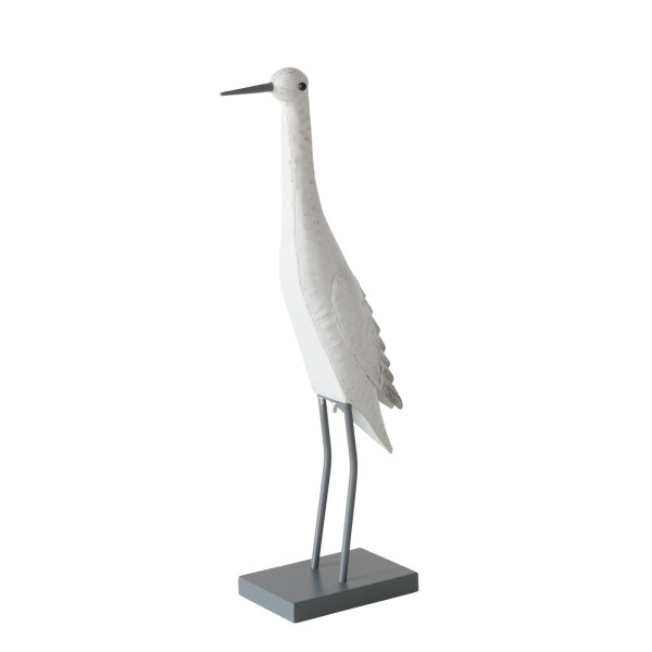 Beeld Vogel wit metaal H55 cm