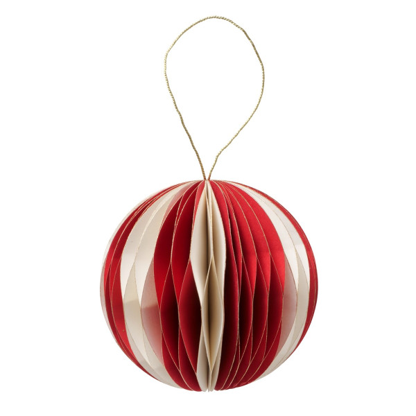 Kerstbal Yorki Ø9cm mat rood/wit papier