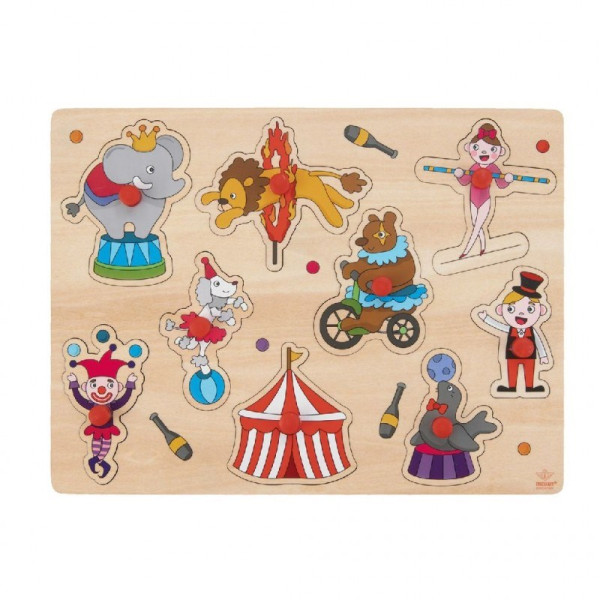 Houten knoppuzzel Circus 30x23cm