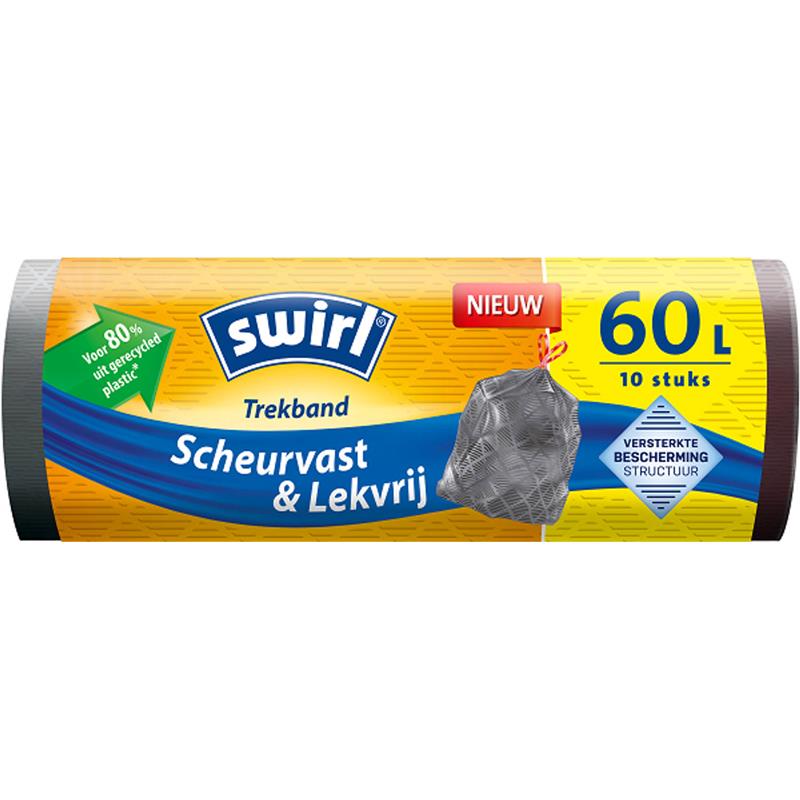 Swirl Pedaalemmerzak Met Trekband 60 Liter Rol A 10 Zakken 680x730mm Voor 80%