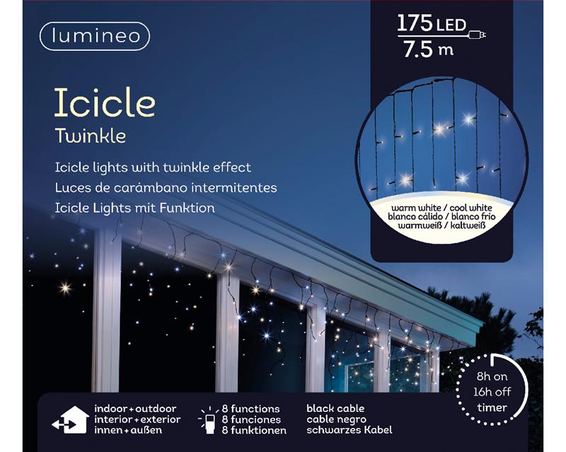 LED icicle lights buiten 7,5 m 175L warm wit koel wit