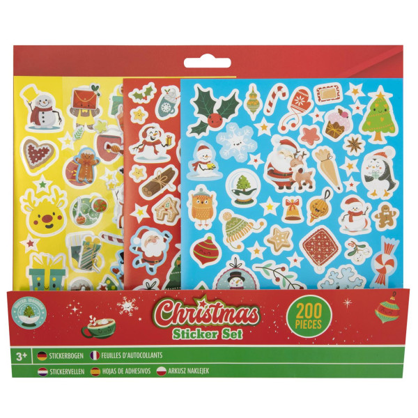 Grafix Kerst Stickerset 200-delig 4 stickervellen