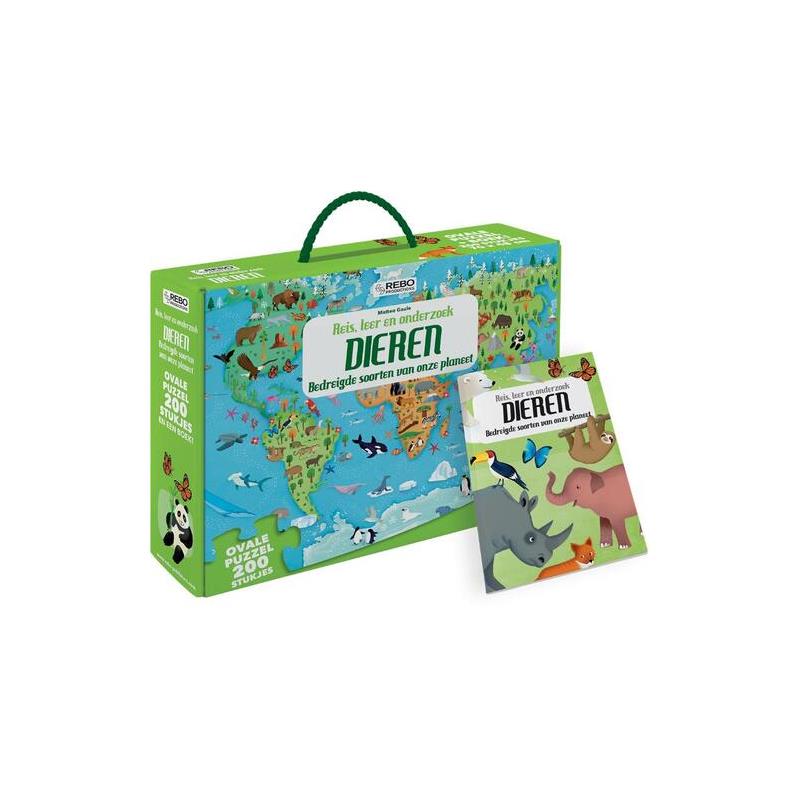 Rebo Productions puzzel Dieren junior 70 x 48 cm ovaal 200 stuks