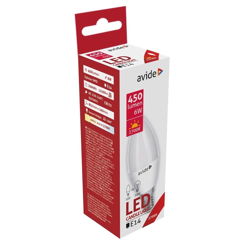 Avide LED lamp E14 6W 3000K WW 450lm