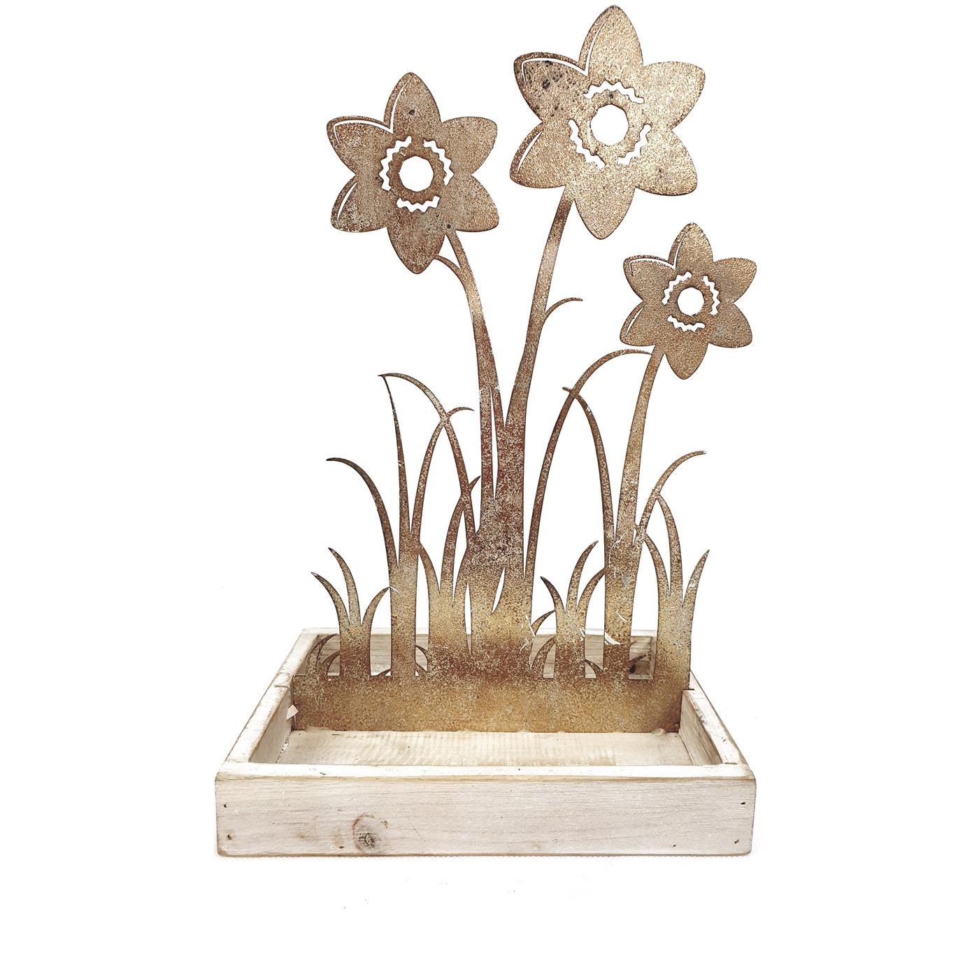 Mansion Atmosphere Metalen Ornament Tulpen In Dienblad 20,7x14x25,7cm