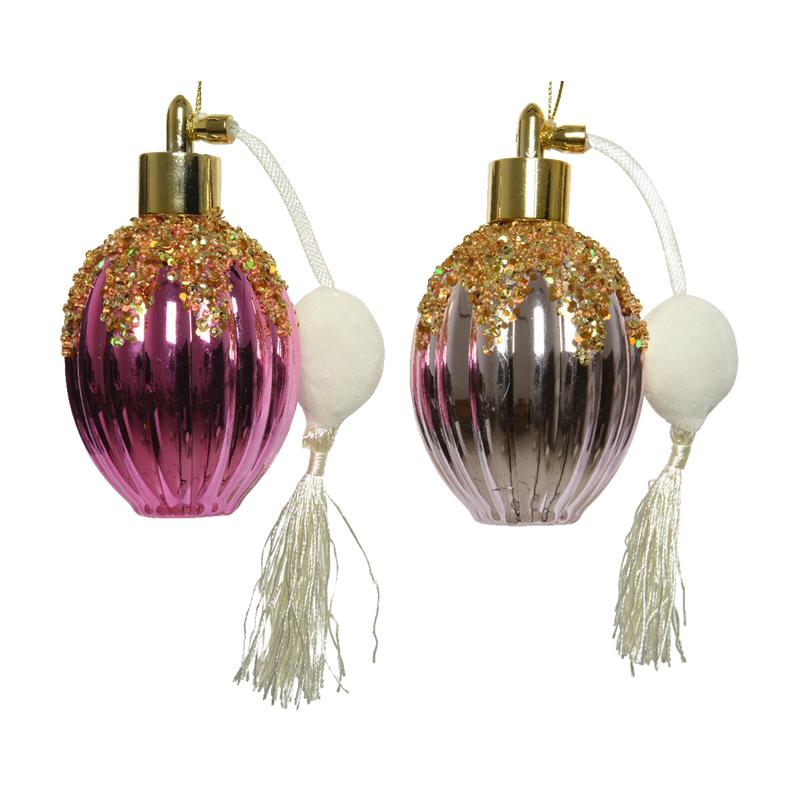 Decoris Kerst Ornament Parfumfles 6,3x12cm Roze