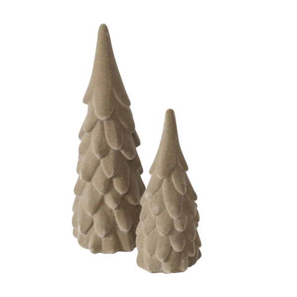 Beeld kerstboom beige set a 2 fluweel