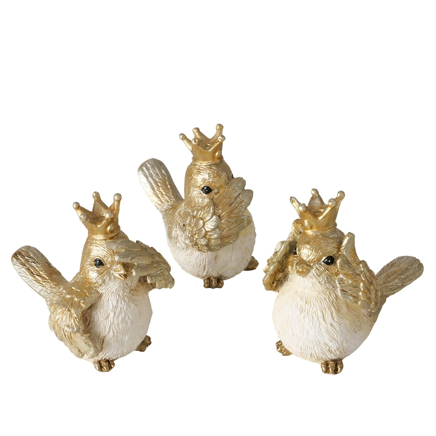 Boltze Home Beeldje Vogel Kingsley Synthetische Hars 7,2x7,4x5cm Goud- Horen,