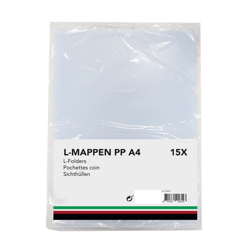 L-mappen PP A4 Pak A 15 Stuks