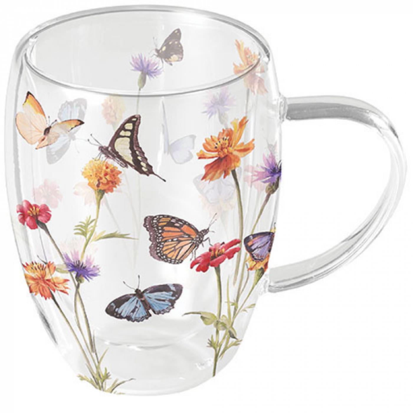 Ambiente Dubbelwandig Glas Butterfly Garden White 350ml