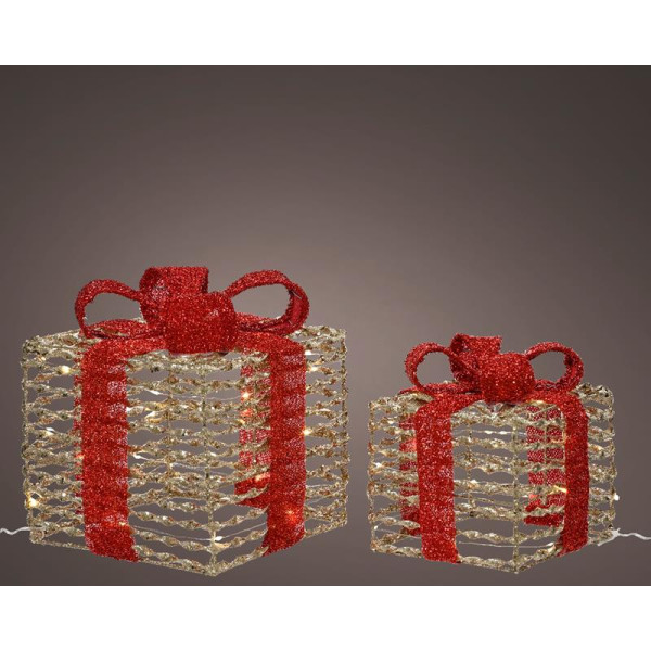 Cadeauset LED met strik 2-delig goud