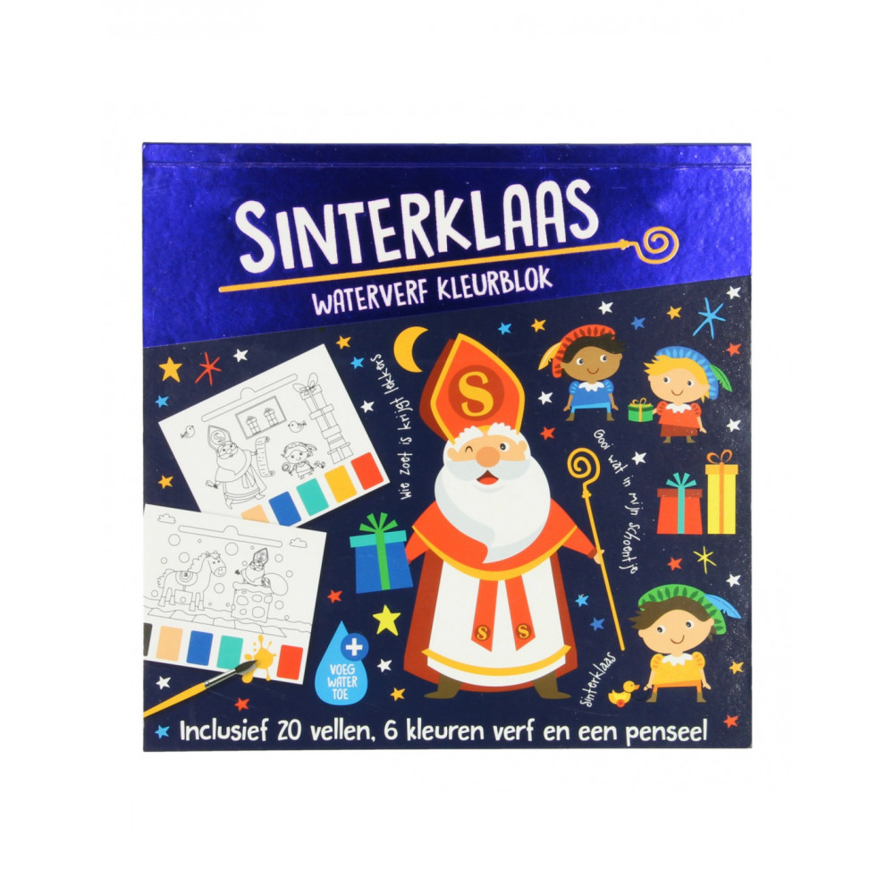 Waterverfkleurblok Sinterklaas Met 20 Sintkleurplaten.