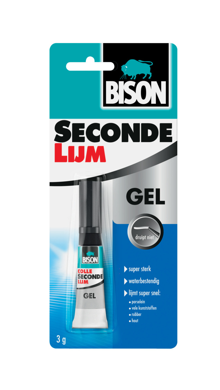 Bison Secondelijm Gel 3 g tube kaart