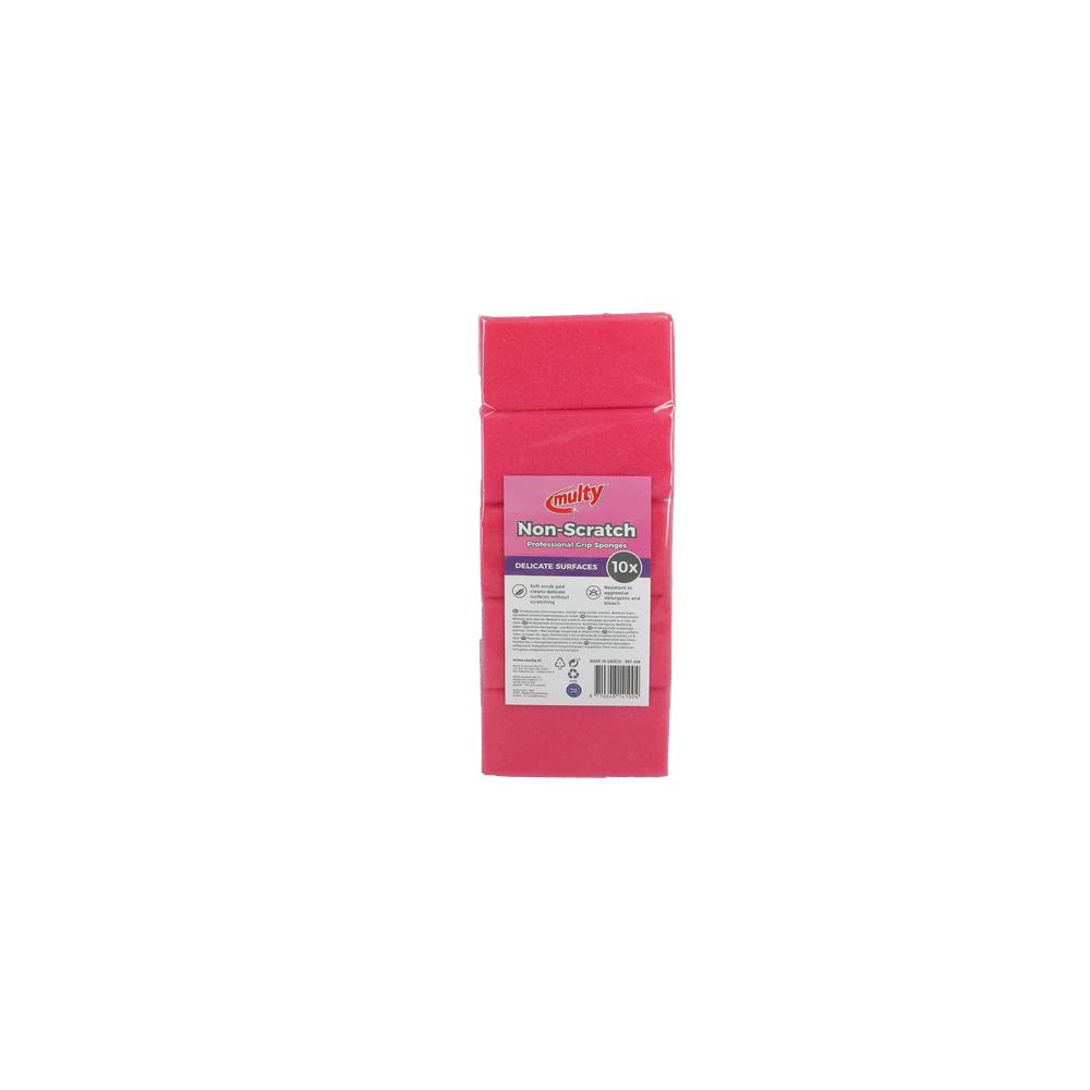 Multy Niet-krassende Schuursponsen Met Greep 13x6,5x4,5cm 10-pack Roze