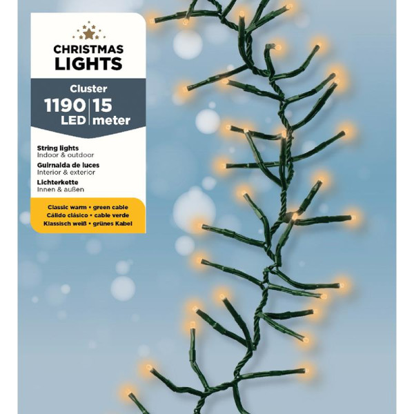 Kerstverlichting Cluster 1190LED warmwit