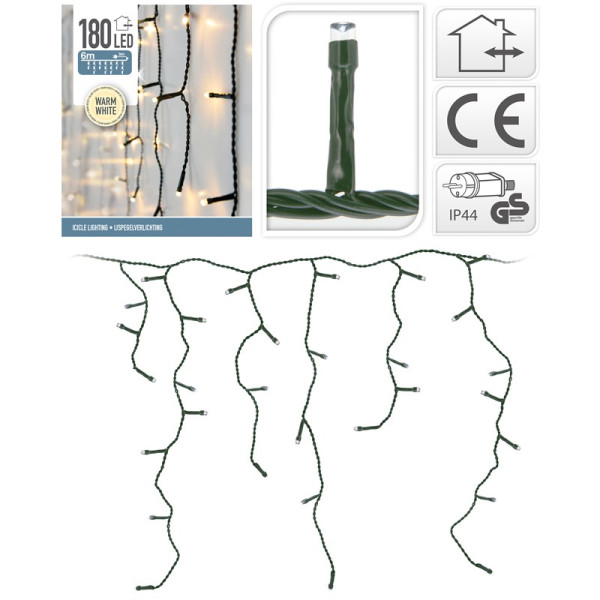 IJspegelverlichting 180 LED Warmwit 6m.