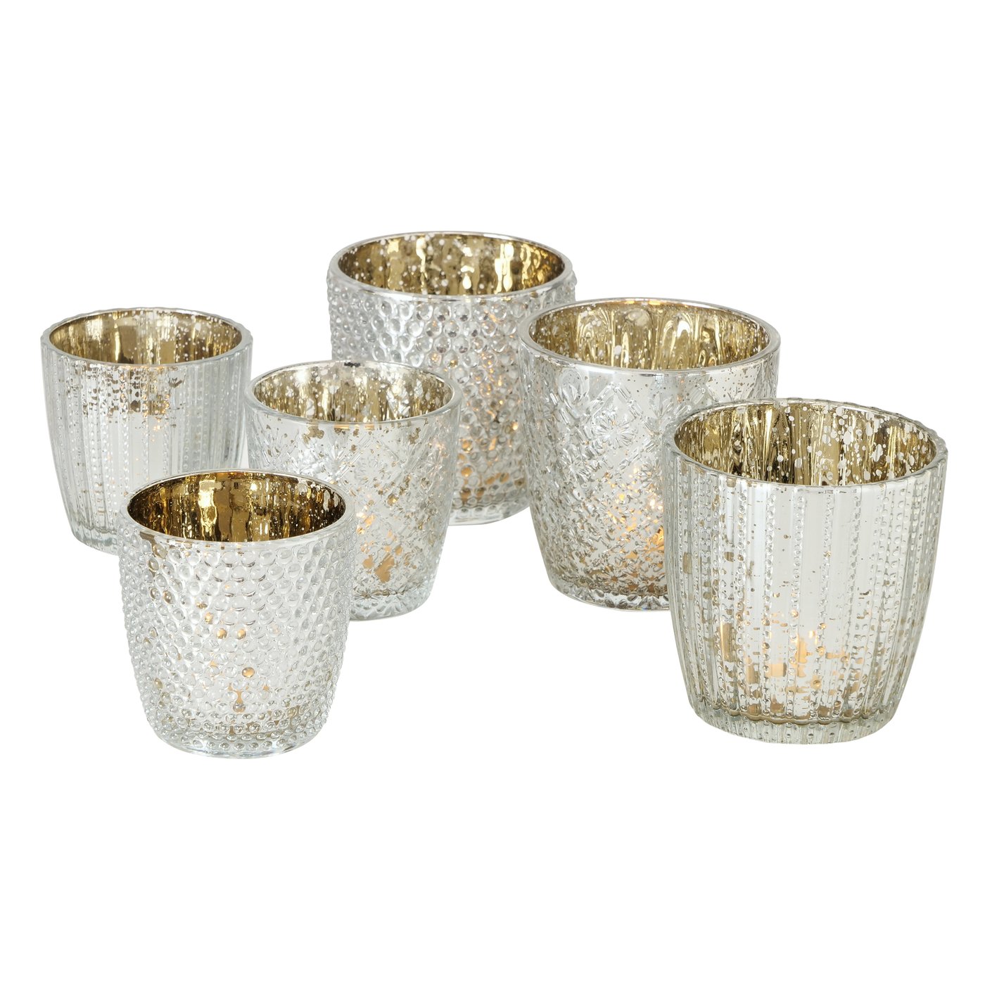 Boltze Home Theelichthouder Patty 2-delig Glas H7-9 Cm Wit/goud