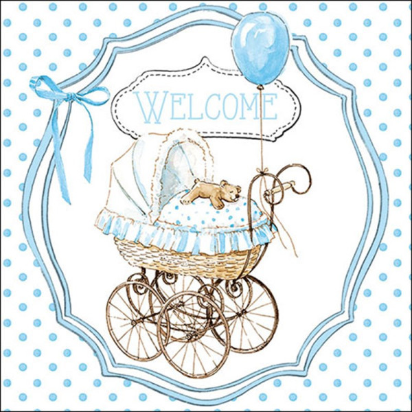 Ambiente Servet 33cm Welcome blue baby