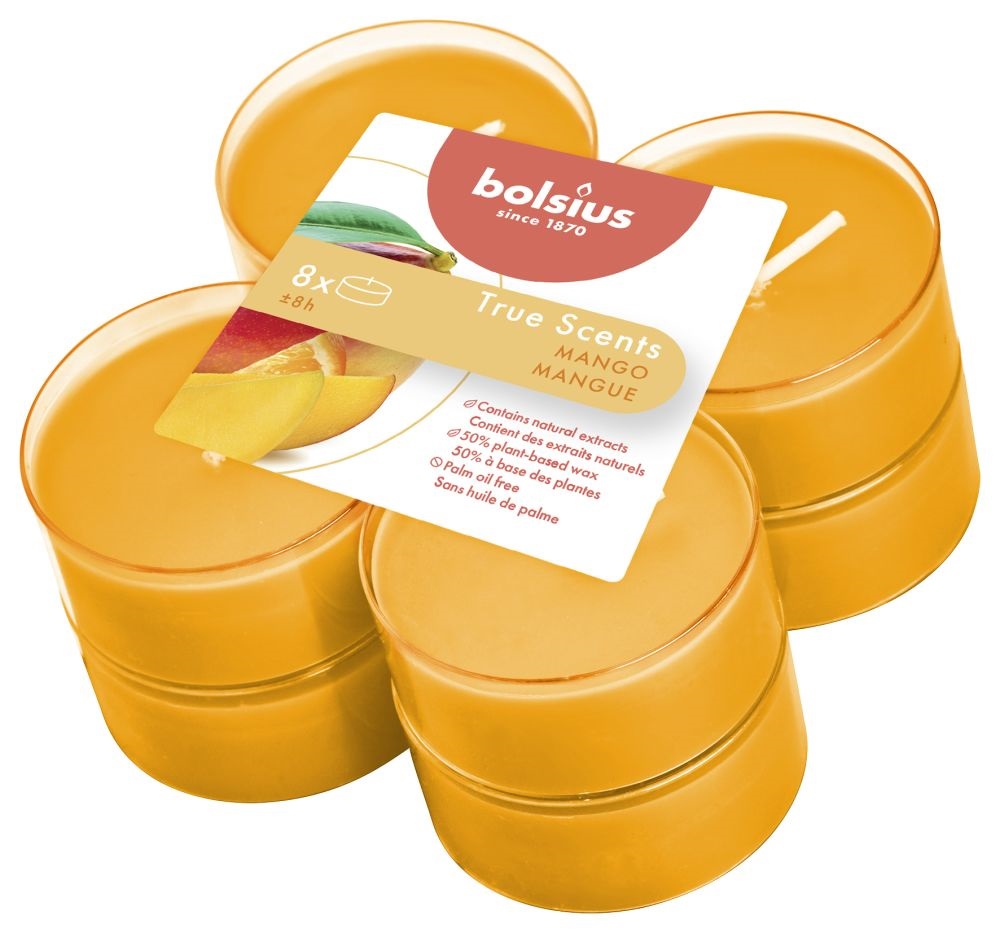 Bolsius Geur Maxitheelichten 8 Uur Pak A 8st True Scents Mango