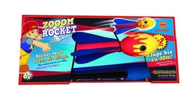 Günther raket met katapult Zooom junior foam rood-blauw 2 delig