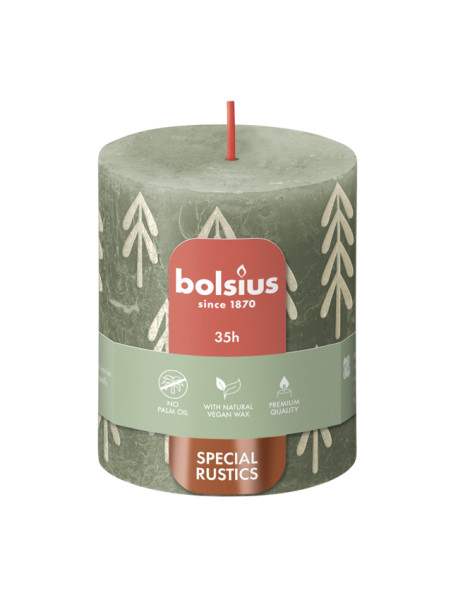 Bolsius printed kaars 80/68 Fresh Olive