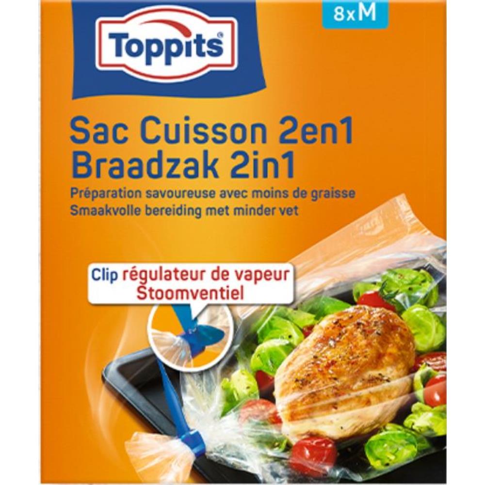 Toppits Braadzakken 2-in-1 8 Zakken Maat M Tot 2,5kg