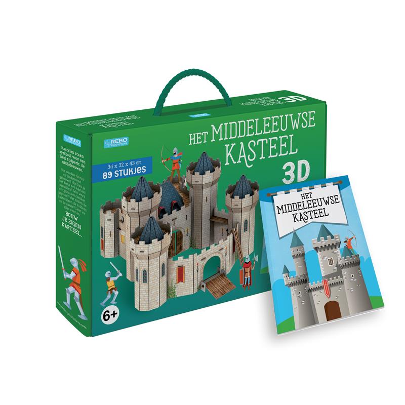 Rebo Productions boek en 3D puzzel Het middeleeuwse kasteel