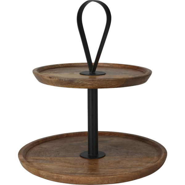 Etagere 2-laags Ø32cm mangohout