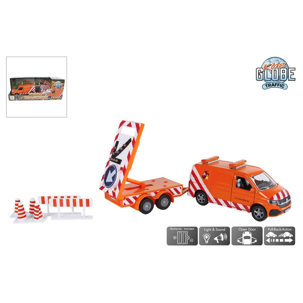 Kids Globe Volkswagen Transporter Met Pijlwagen Met Licht Die Cast Pb 27,5cm