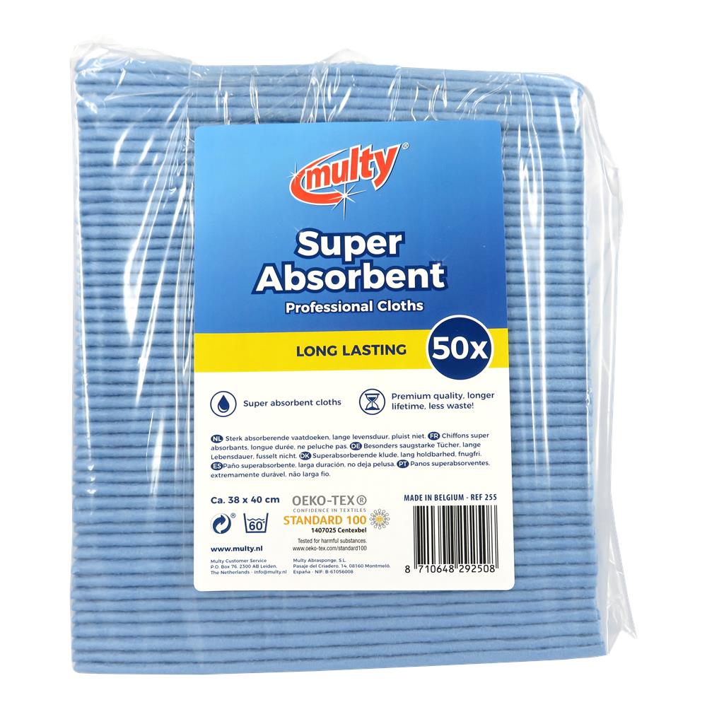 Multy Sterk Absorberende Vaatdoeken 38x40cm 50-pack Blauw