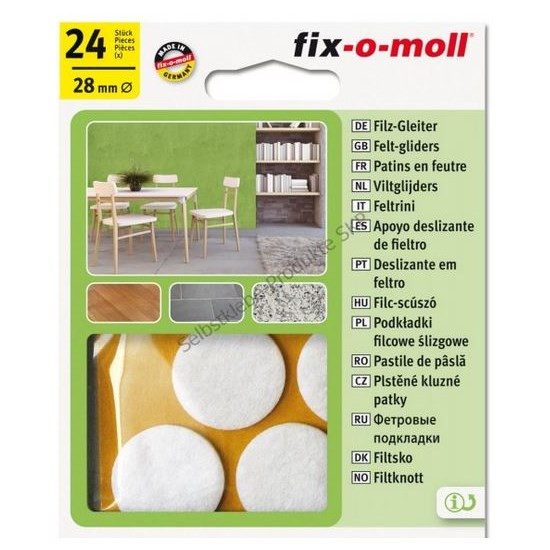 Fix-o-moll viltglijder Ø28mm wit