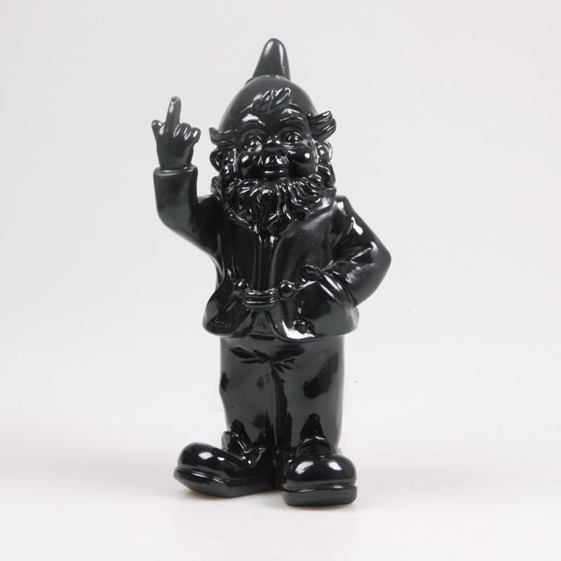 Stoobz Polystone Beeld Kabouter F*ck You Zwart 16x12x32cm