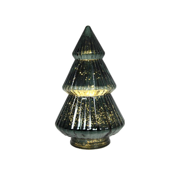 Beeld Kerstboom glas LED groen 22,5cm