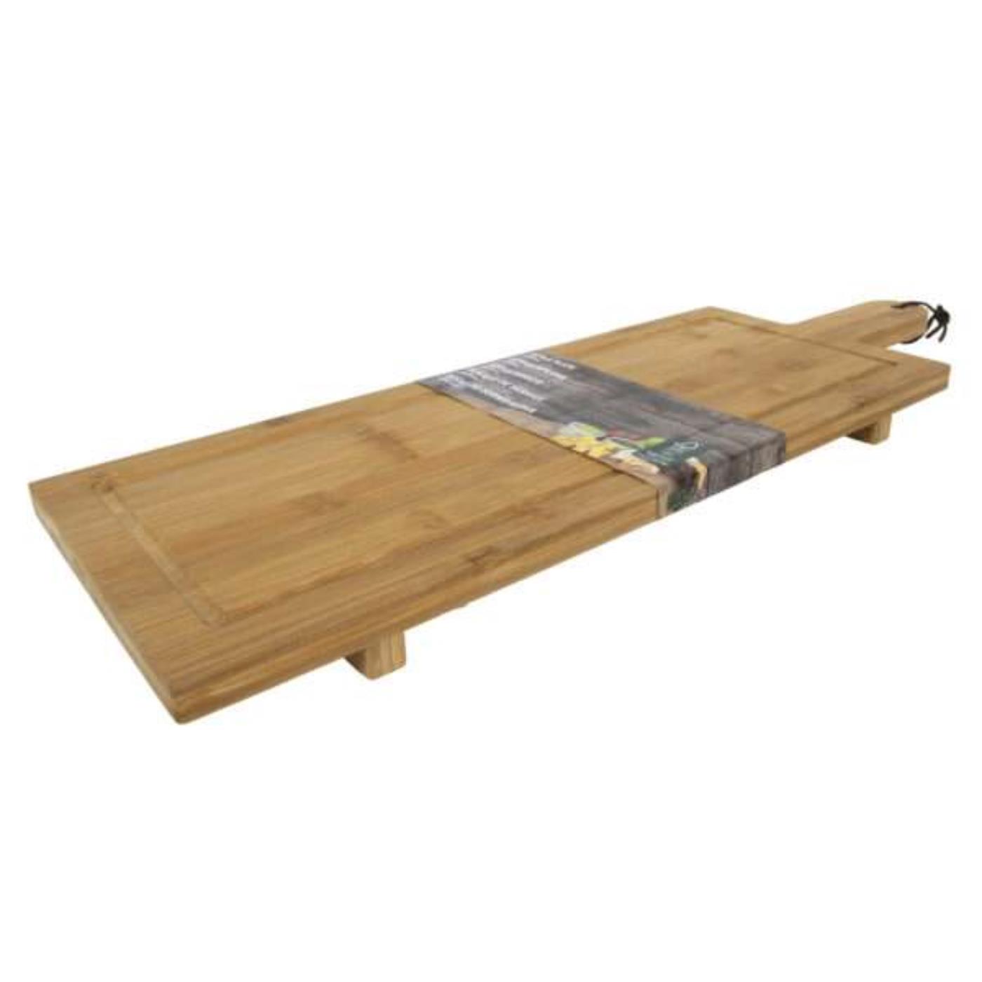 Serveerplank bamboe met voet 58x19x3cm