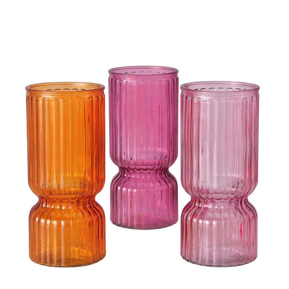 Boltze Home Vaas Glas Lojano H24,5cm Roze Of Oranje