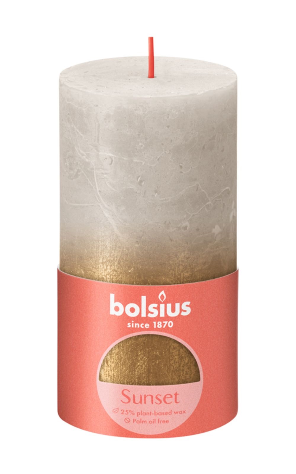 Bolsius Sunset Collection Rustiek Stompkaars 130/68 Sunset Sandy Grey En Gold