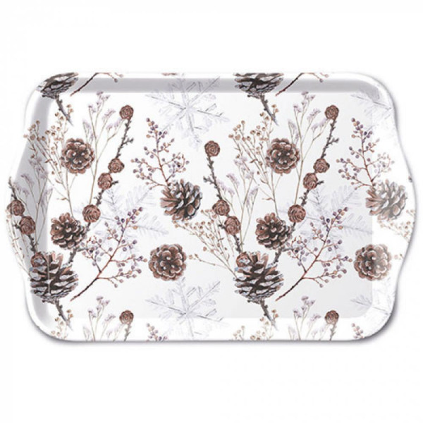 Ambiente Tray 13x21cm Pine cones wit